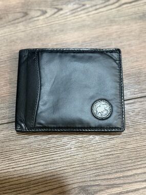 Vintage Hunting World Bifold Wallet Black Nylon Leather Made In Italy